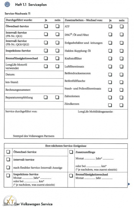 VW volkswagen serviceheft Programma Service Serviceplan NEU, BIANKO It –  Serviceheft24