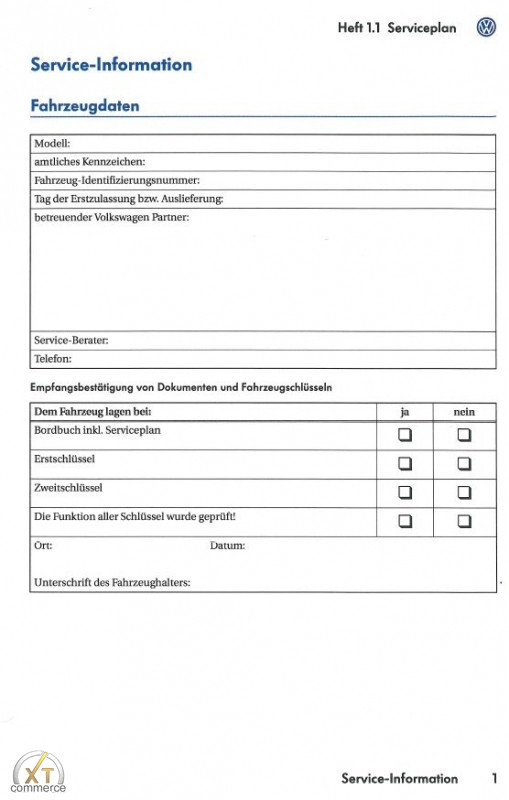 VW Service schedule